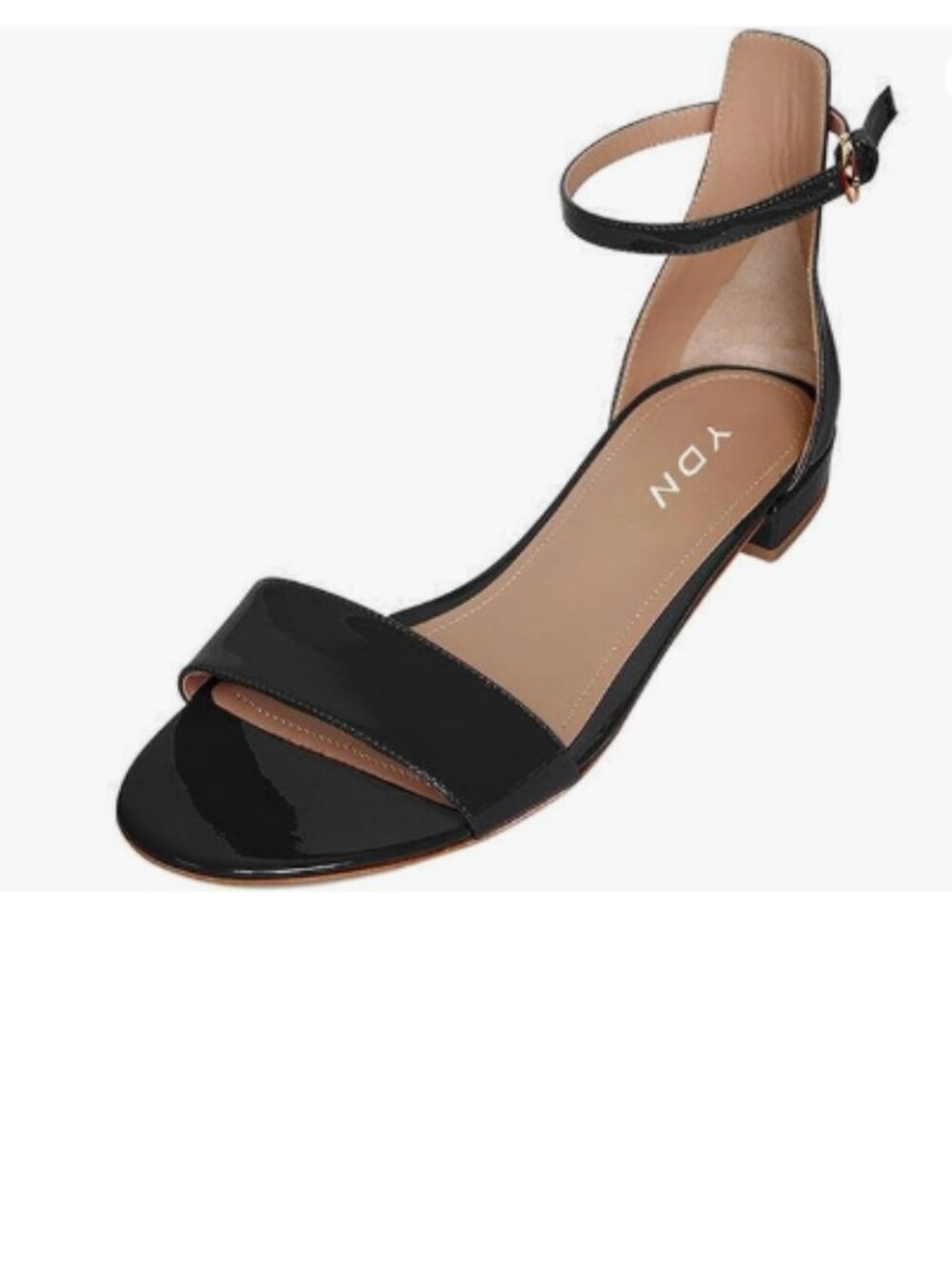 YDN Black Block Low Heel Sandals Open Toe Ankle Strap Comfortable Walking Shoes